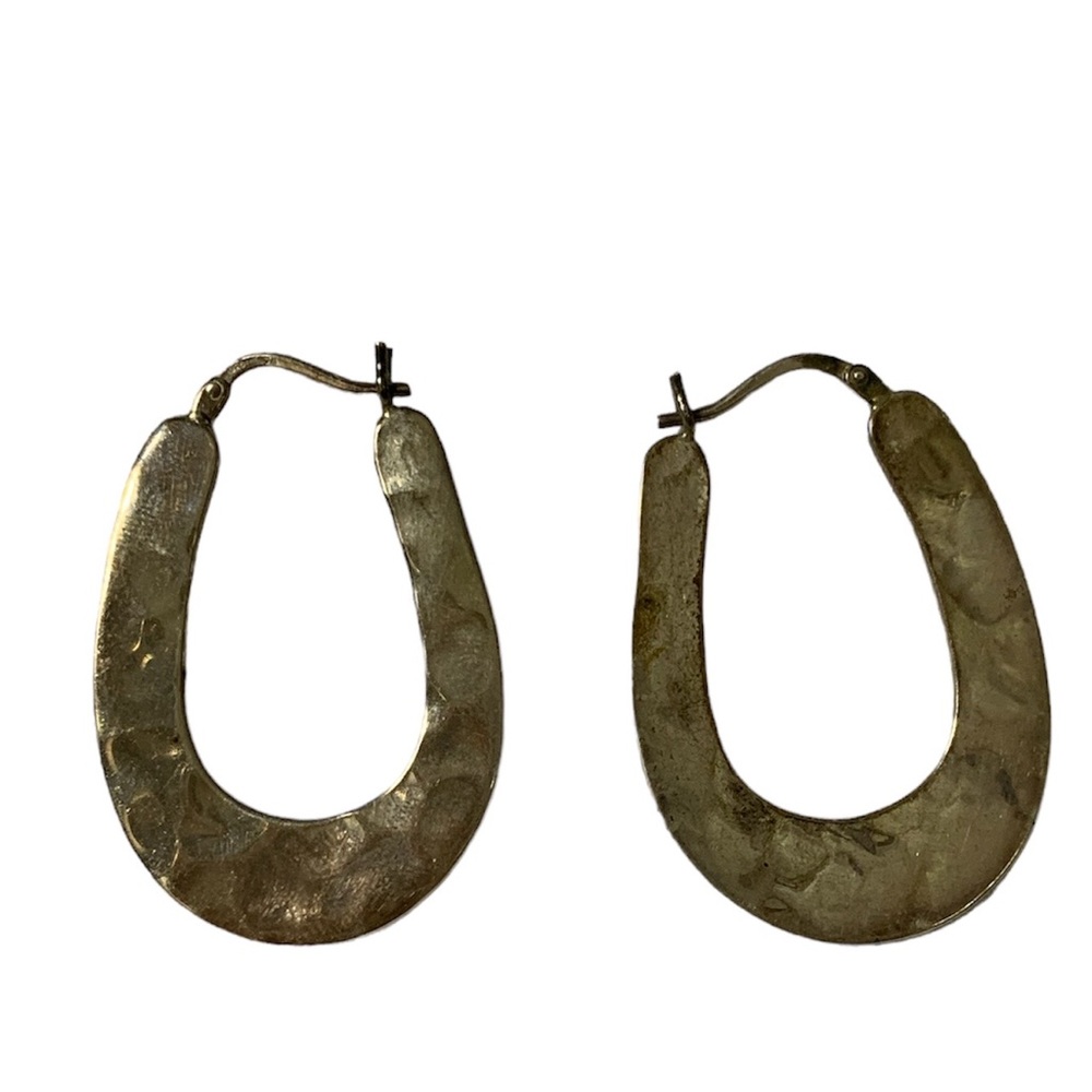 Finola Huges Bolivia Hammered 925 Sterling Silver Pierced Earrings